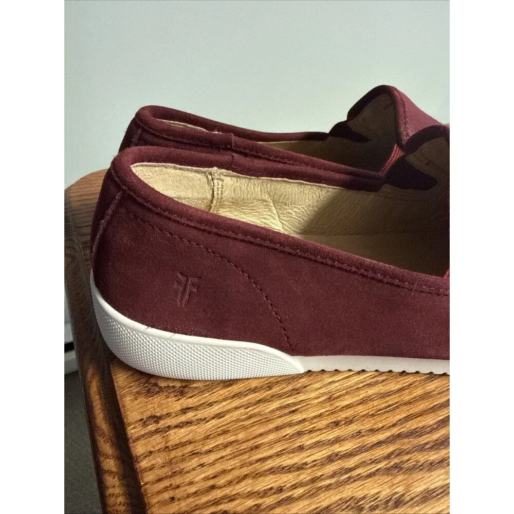 Frye Women's Mia Leather Suede Slip On Loafers Shoes Wine Size 9 READ